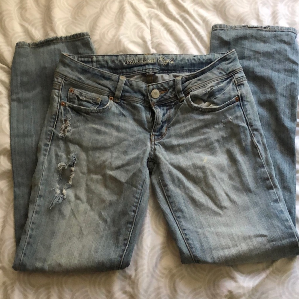 American Eagle Low Rise Distressed Bootcut jean